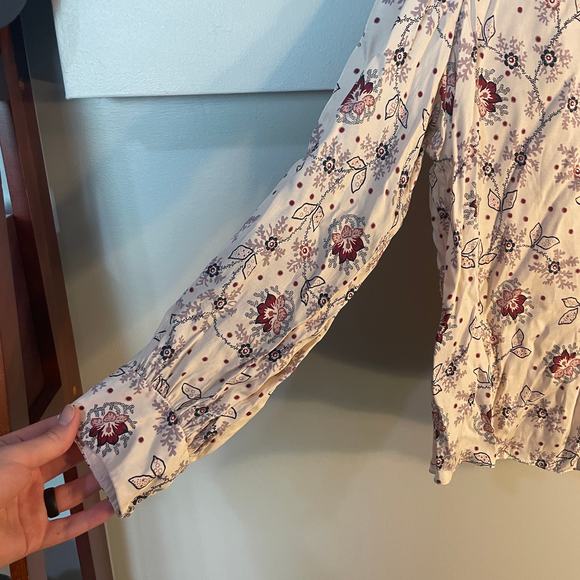 Rebecca Taylor SZ 14 Silk Blend Floral Asymmetric Ruffled Shoulder Blouse - Picture 6 of 13